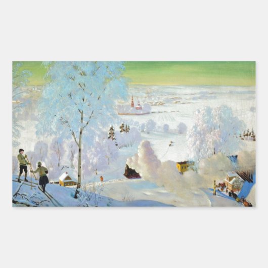 Skifahrer 1919 rechteckiger aufkleber (Vorderseite)