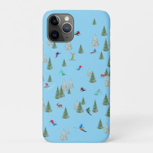 Skifahrer Abfahrt-Skiilllustration Blassblau Case-Mate iPhone Hülle