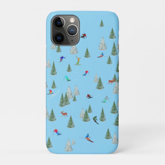 Skifahrer Abfahrt-Skiilllustration Blassblau Case-Mate iPhone Hülle (Rückseite)