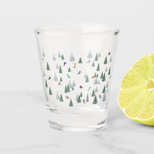 Skifahrer Abfahrtski-Illustration Schnapsglas (Vorderseite)