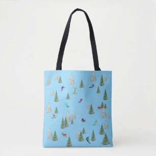 Skifahrer Abfahrtsskifahren Illustration Blassblau Tasche