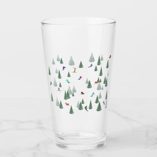Skifahrer Abfahrtsskifahren Illustration Glas (Vorderseite)