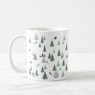 Skifahrer Abfahrtsskifahren Illustration Kaffeetasse