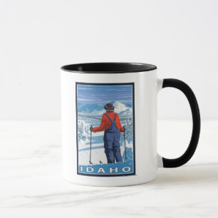 Skifahrer AdmiringIdahoVintage Reise-Plakat Tasse