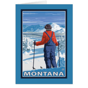 Skifahrer AdmiringMontanaVintage Reise-Plakat