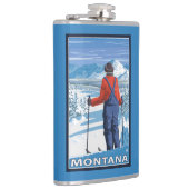 Skifahrer AdmiringMontanaVintage Reise-Plakat Flachmann (Rechts)