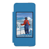 Skifahrer AdmiringMontanaVintage Reise-Plakat Incipio iPhone Geldbeutel-Hülle (Folio Vorderseite)