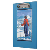 Skifahrer AdmiringMontanaVintage Reise-Plakat Klemmbrett (Links)