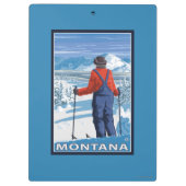 Skifahrer AdmiringMontanaVintage Reise-Plakat Klemmbrett (Rückseite)