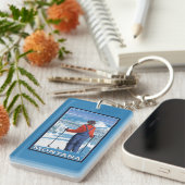 Skifahrer AdmiringMontanaVintage Reise-Plakat Schlüsselanhänger (Vorderseite rechts)