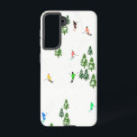 Skifahrer Alpin Illustration Samsung Galaxy Hülle<br><div class="desc">Cooles Wintermotiv-Design mit Skifahrern, die Skipisten zwischen schneebedeckten Tannenbäumen in den Alpen abfahren. Freeride-Skifahrer tragen farbenfrohe Vintage Retroski-Anzüge und fahren mit Skiern auf weißem, schneebedecktem Bergland abwärts. Wunderschönes Wintersportspendengeschenk für Skifahrer in Ihrem Kreis von Freunden, Kollegen oder Familie. Whimsical Skier Kunstwerk Illustration Design. Skifahrer Ski Wohngestaltung, Skiteam, Skicoach Geschenk. Skifahrer...</div>
