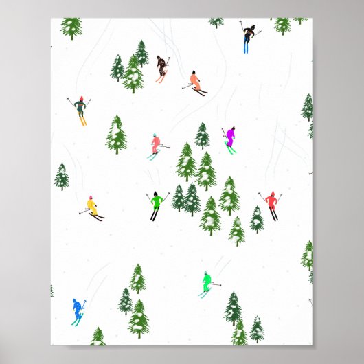 Skifahrer Alpin Skifahren Illustration Skier Poster (Vorne)