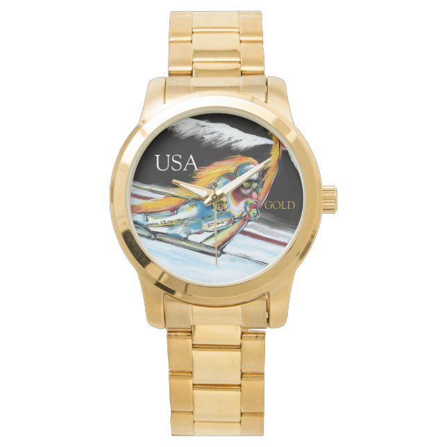 Skifahrer Armbanduhr (Vorderseite)