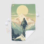 Skifahrer auf dem Gipfel des Berges Golfhandtuch (Insitu)