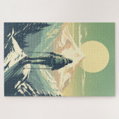 Skifahrer auf dem Gipfel des Berges Puzzle (Horizontal)