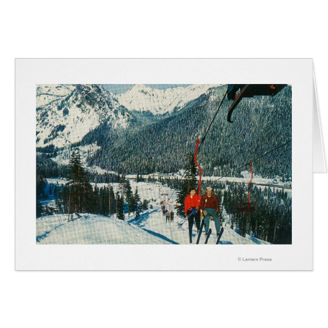 Skifahrer auf dem SesselliftSnoqualmie Pass, WA (Vorderseite (Horizontal))