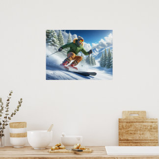Skifahrer auf einem Slope Poster