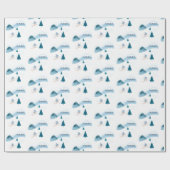 Skifahrer auf Weiß Geschenkpapier (Flach)