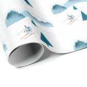 Skifahrer auf Weiß Geschenkpapier (Rolleneckpunkt)