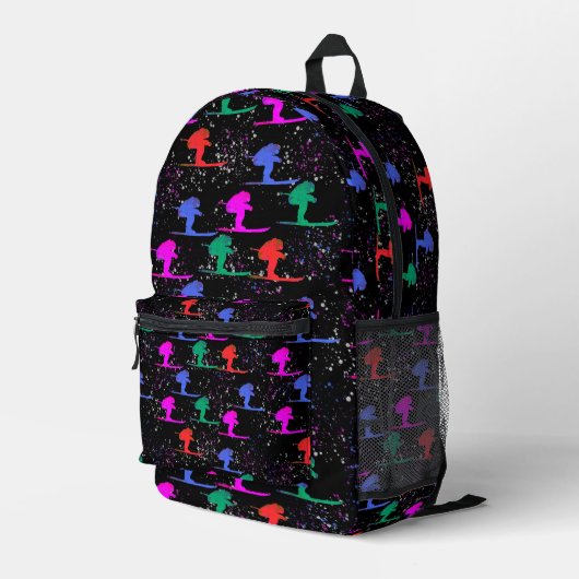 Skifahrer Bedruckter Rucksack (Rückseitige Ecke Rechts)