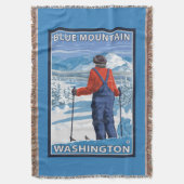 Skifahrer-Bewundern - blauer Berg, Washington Decke (Vorderseite Vertikal)