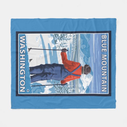 Skifahrer-Bewundern - blauer Berg, Washington Fleecedecke (Vorderseite (Horizontal))