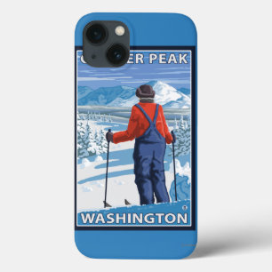 Skifahrer-Bewundern - Gletscher-Spitze, Washington Case-Mate iPhone Hülle