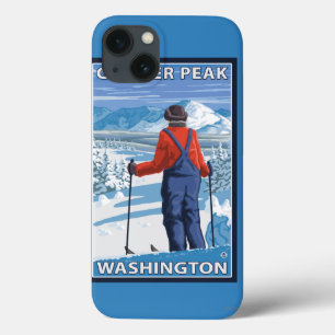 Skifahrer-Bewundern - Gletscher-Spitze, Washington Case-Mate iPhone Hülle