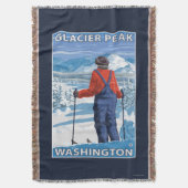 Skifahrer-Bewundern - Gletscher-Spitze, Washington Decke (Vorderseite Vertikal)