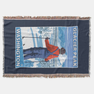 Skifahrer-Bewundern - Gletscher-Spitze, Washington Decke