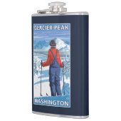 Skifahrer-Bewundern - Gletscher-Spitze, Washington Flachmann (Links)