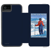 Skifahrer-Bewundern - Gletscher-Spitze, Washington Incipio iPhone Geldbeutel-Hülle (Folio Geöffnet)