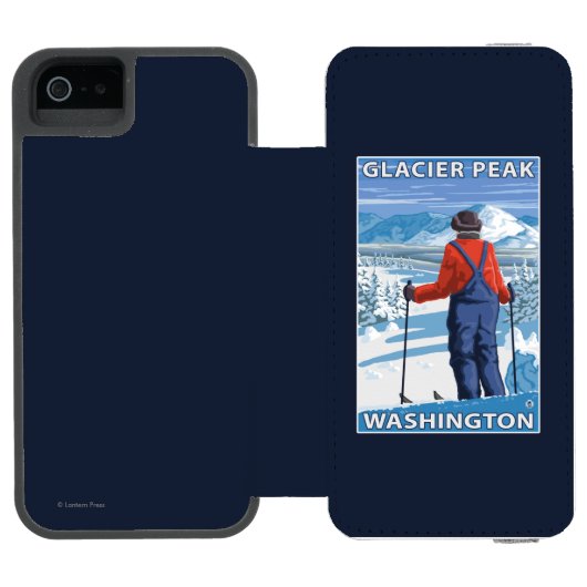 Skifahrer-Bewundern - Gletscher-Spitze, Washington Incipio iPhone Geldbeutel-Hülle (Folio Geöffnet)