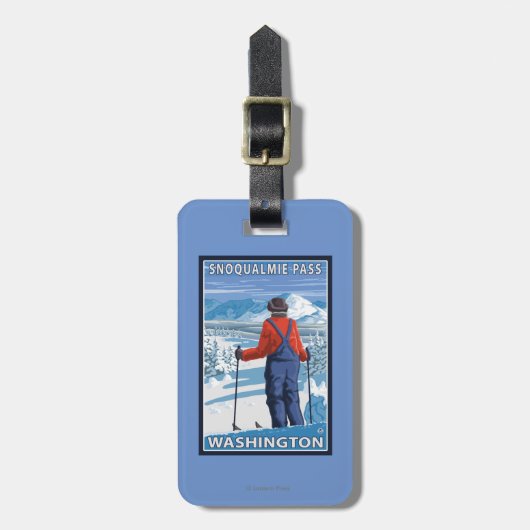 Skifahrer-Bewundern - Snoqualmie Durchlauf, Gepäckanhänger (Vorderseite vertikal)