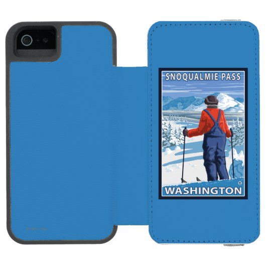 Skifahrer-Bewundern - Snoqualmie Durchlauf, Incipio iPhone Geldbeutel-Hülle (Folio Geöffnet)