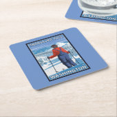 Skifahrer-Bewundern - Snoqualmie Durchlauf, Rechteckiger Pappuntersetzer (angewinkelt)