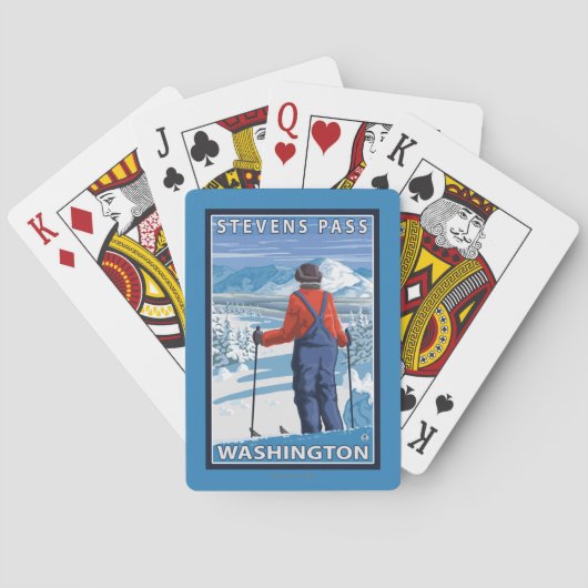 Skifahrer-Bewundern - Stevens-Durchlauf, Spielkarten (Rückseite)