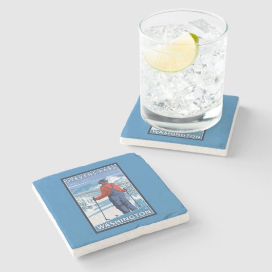 Skifahrer-Bewundern - Stevens-Durchlauf, Steinuntersetzer (Seitenansicht)