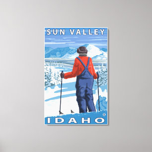 Skifahrer-Bewundern - Sun Valley, Idaho Leinwanddruck