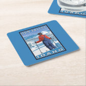 Skifahrer-Bewundern - Sun Valley, Idaho Rechteckiger Pappuntersetzer (angewinkelt)