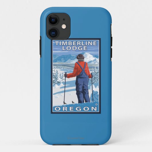 Skifahrer-Bewundern - Timberline-Häuschen, Oregon Case-Mate iPhone Hülle (Rückseite)