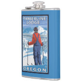 Skifahrer-Bewundern - Timberline-Häuschen, Oregon Flachmann (Links)