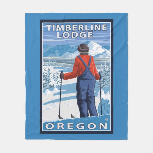 Skifahrer-Bewundern - Timberline-Häuschen, Oregon Fleecedecke (Vorderseite)