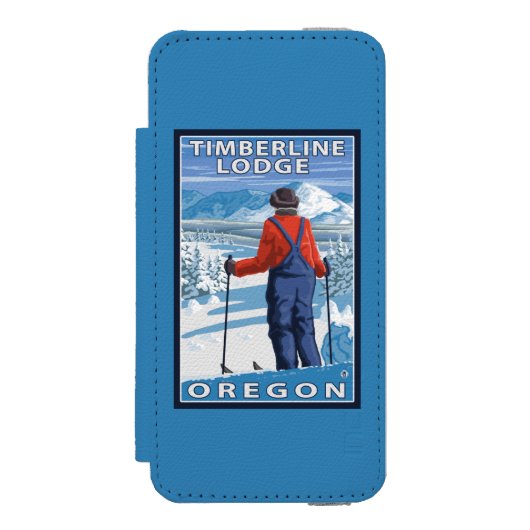 Skifahrer-Bewundern - Timberline-Häuschen, Oregon Incipio iPhone Geldbeutel-Hülle (Folio Vorderseite)