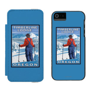 Skifahrer-Bewundern - Timberline-Häuschen, Oregon Incipio Watson™ iPhone 5 Geldbörsen Hülle