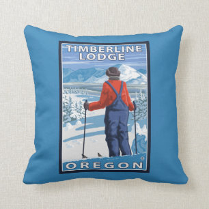 Skifahrer-Bewundern - Timberline-Häuschen, Oregon Kissen