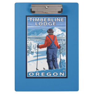 Skifahrer-Bewundern - Timberline-Häuschen, Oregon Klemmbrett