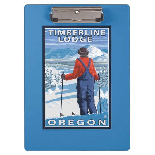 Skifahrer-Bewundern - Timberline-Häuschen, Oregon Klemmbrett (Vorderseite)