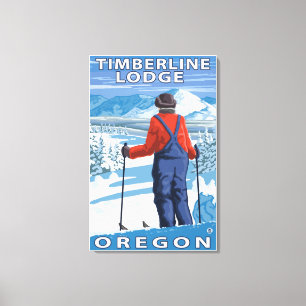 Skifahrer-Bewundern - Timberline-Häuschen, Oregon Leinwanddruck