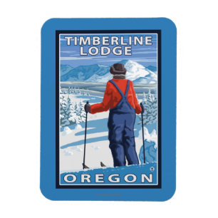 Skifahrer-Bewundern - Timberline-Häuschen, Oregon Magnet